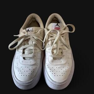 Nike Air Jordan 1 Low Youth 4.5 White Suede Leather Basketball Shoes